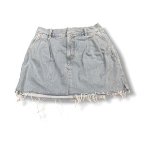 AGOLDE  Becker Pleated Raw Hem Mini Jean Skirt In  Denim Y2K 90s Aesthetic 28